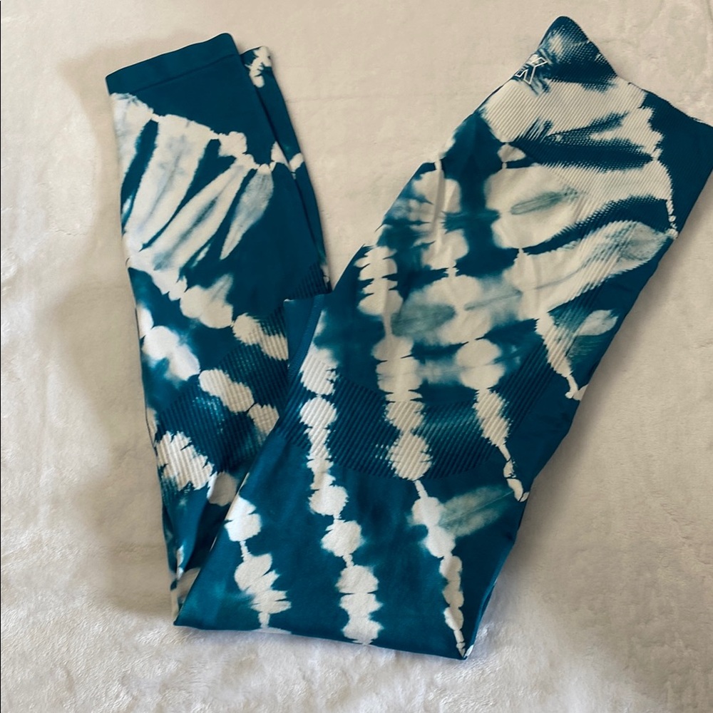 Blue and White Tie-Dye Leggings